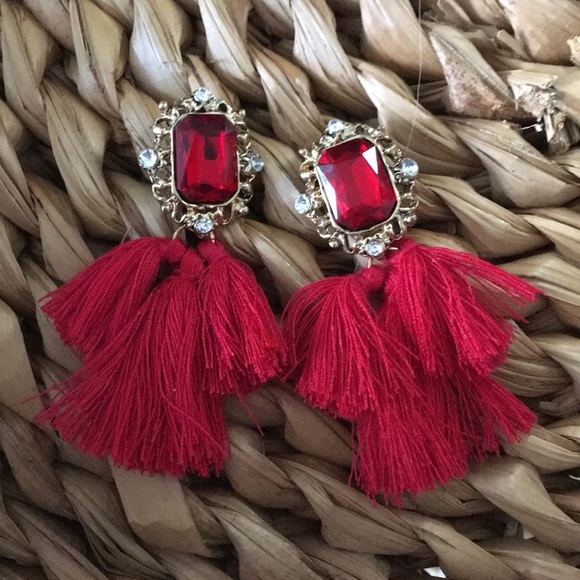 Jewelry - Red Tassel Earrings